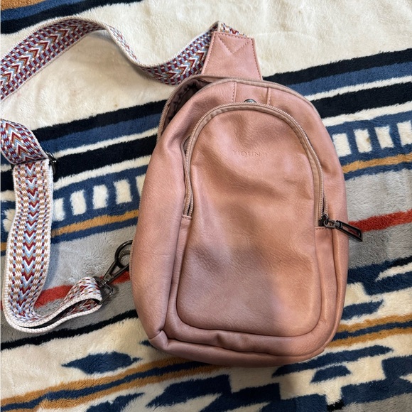 Stylish Pink Leather Sling Bag - Picture 1 of 5